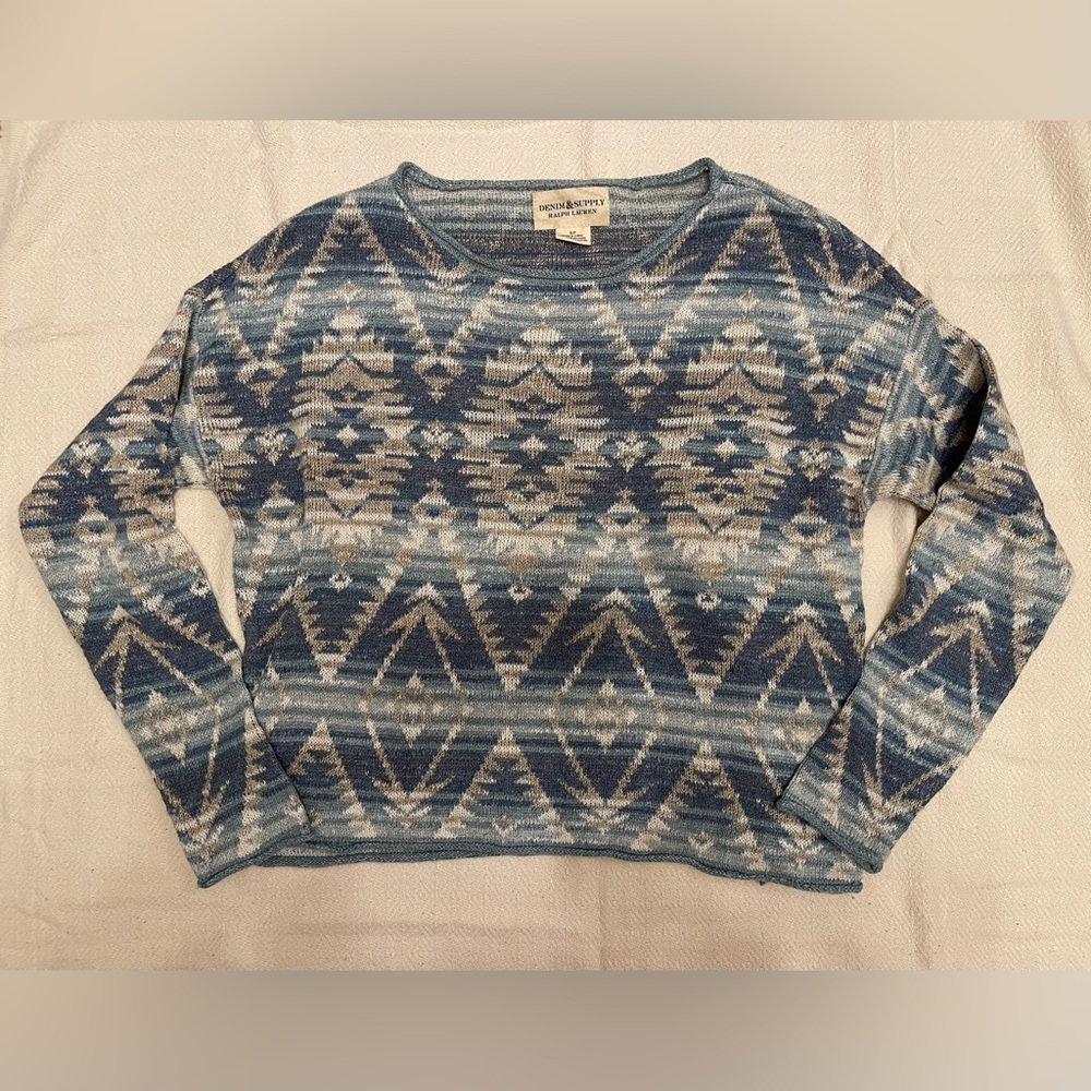 Ralph Lauren - D&S blue and cream printed knit